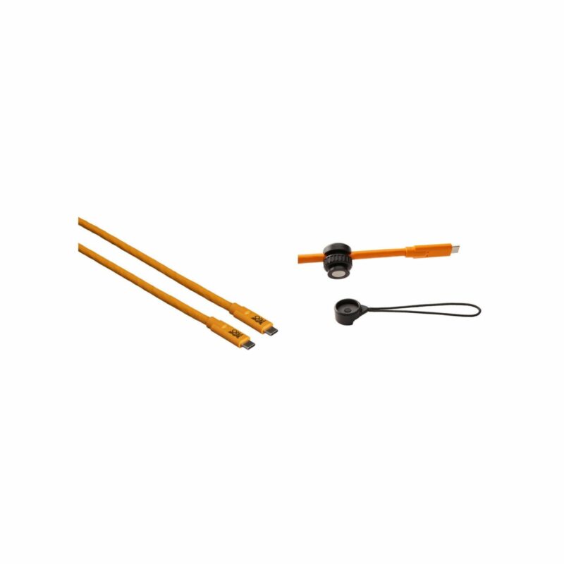 Tether Tools TetherPro USB C Male Cable with TetherGuard & Cable Support Kit (15', Orange) Online Buy India