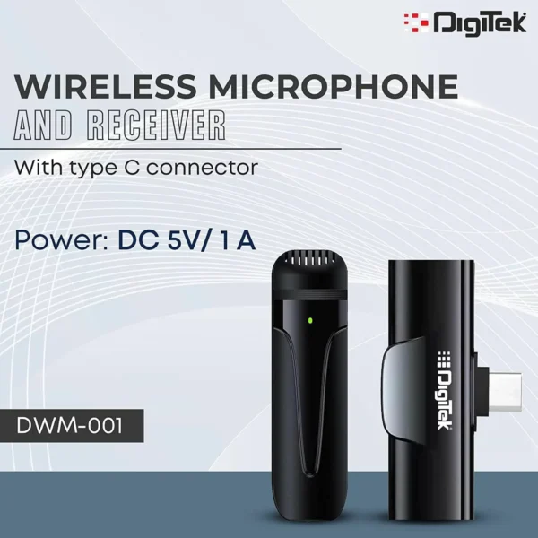 Digitek DWM 001 Wireless Microphone & Receiver with Type C Online Buy India 02 Digitek DWM 001 Wireless Microphone & Receiver with Type C Online Buy India 02