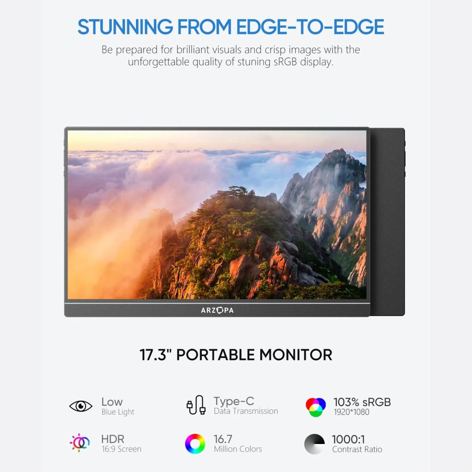 ARZOPA 17.3'' Portable 103% sRGB FHD 1080P IPS Gaming Monitor Online Buy India 02