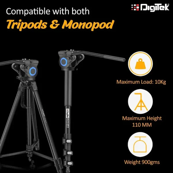 Digitek DPVH 110 Professional Fluid Video Head – 2 Way Pan Head for Tripods & Monopods Mumbai India 3 Digitek DPVH 110 Professional Fluid Video Head – 2 Way Pan Head for Tripods & Monopods Mumbai India 3