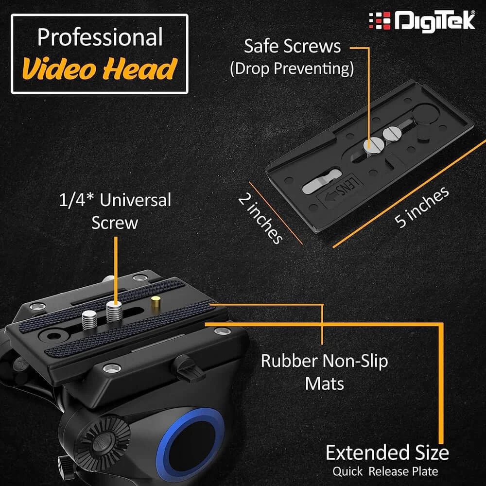Digitek DPVH 110 Professional Fluid Video Head – 2 Way Pan Head for Tripods & Monopods Mumbai India 4
