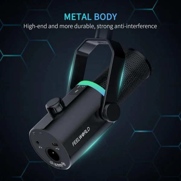 FEELWORLD PM1 XLR USB Dynamic Microphone with Desktop Stand for Podcast (10) FEELWORLD PM1 XLR USB Dynamic Microphone with Desktop Stand for Podcast (10)