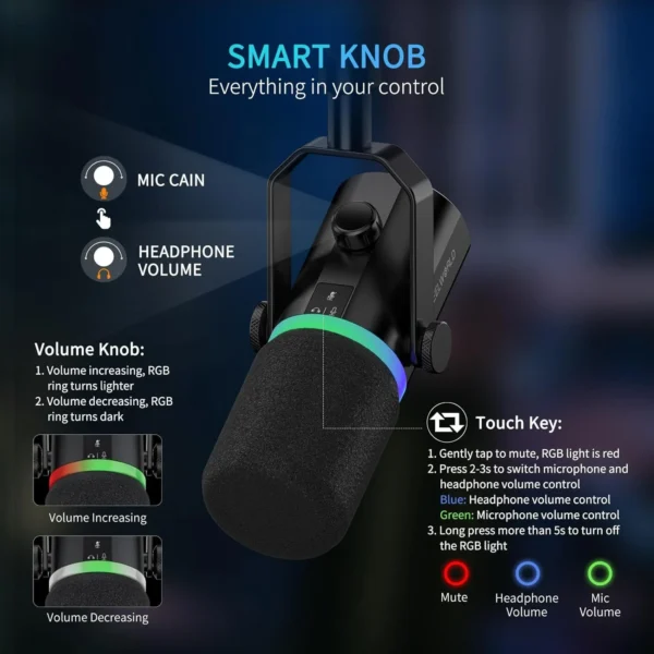 FEELWORLD PM1 XLR USB Dynamic Microphone with Desktop Stand for Podcast (9) FEELWORLD PM1 XLR USB Dynamic Microphone with Desktop Stand for Podcast (9)