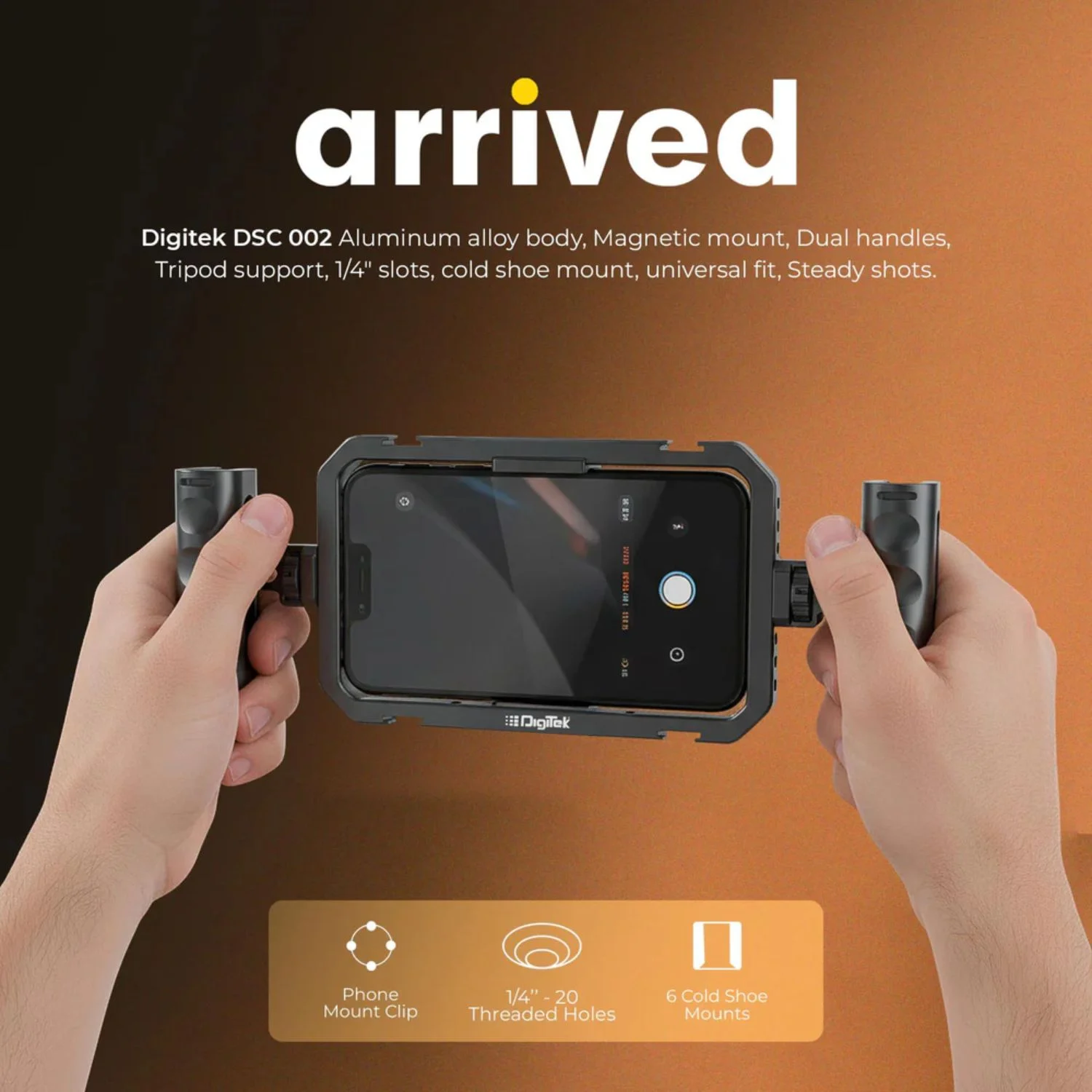 Digitek DSC 002 Handheld Aluminum Alloy Universal Smartphone Cage Video Rig for Vloggers in Mumbai India (2) Digitek DSC 002 Handheld Aluminum Alloy Universal Smartphone Cage Video Rig for Vloggers in Mumbai India (2)