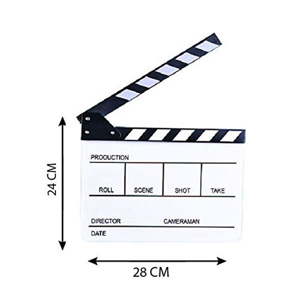 E-Image Professional White Big Clapper Board with White and Black Stripe  Slate for Film Video