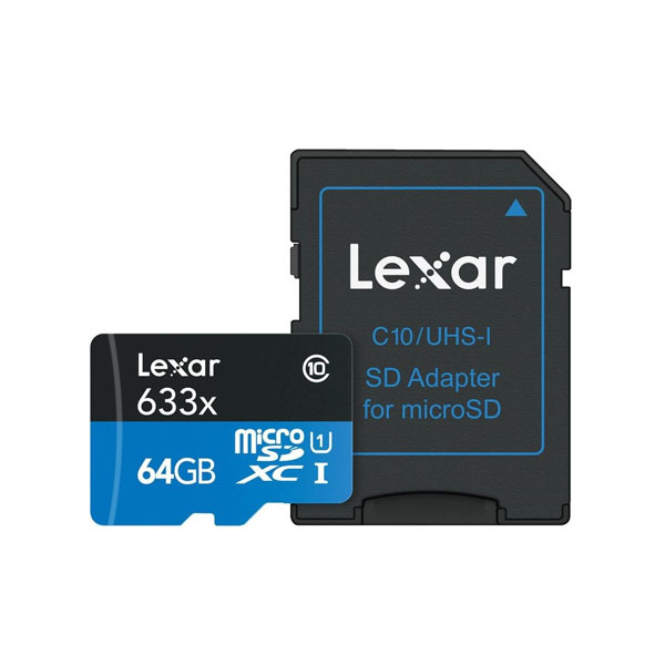 Lexar 64GB High-Performance 633x UHS-I microSDXC Memory Card with SD Adapter