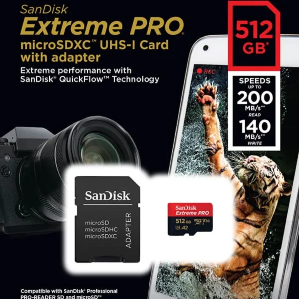 sandisk extreme pro 512gb microsdxc uhs i a2 v30 memory card (4) sandisk extreme pro 512gb microsdxc uhs i a2 v30 memory card (4)