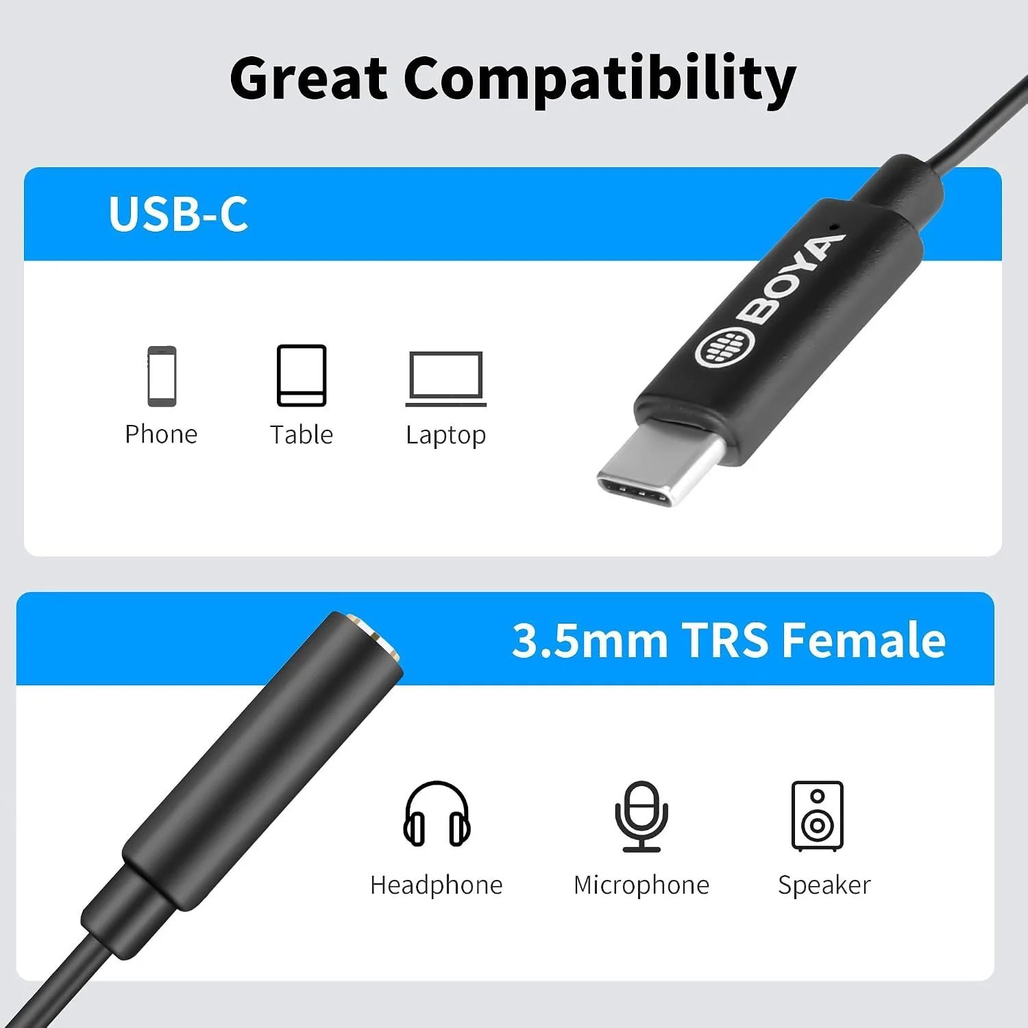 Boya BY K4 USB C to 3.5mm TRS Female Audio Adapter Cable (6cm) Online Buy in India 2