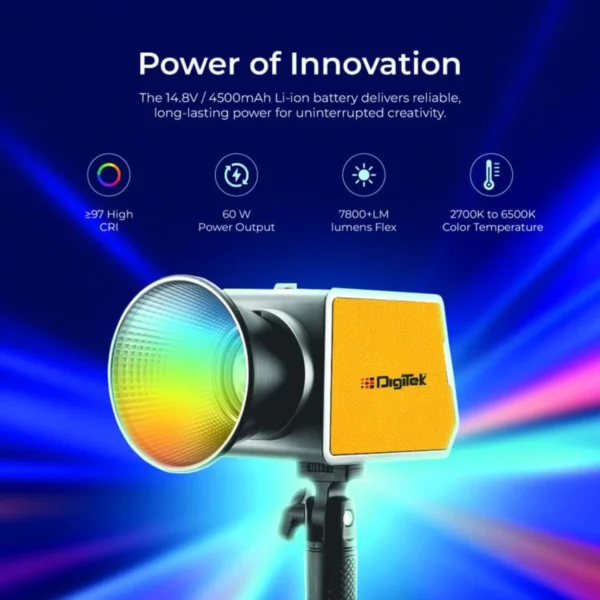 Digitek DCL 60W RGB Continuous LED Video Light with Mini Bowens Mount 5 Digitek DCL 60W RGB Continuous LED Video Light with Mini Bowens Mount 5