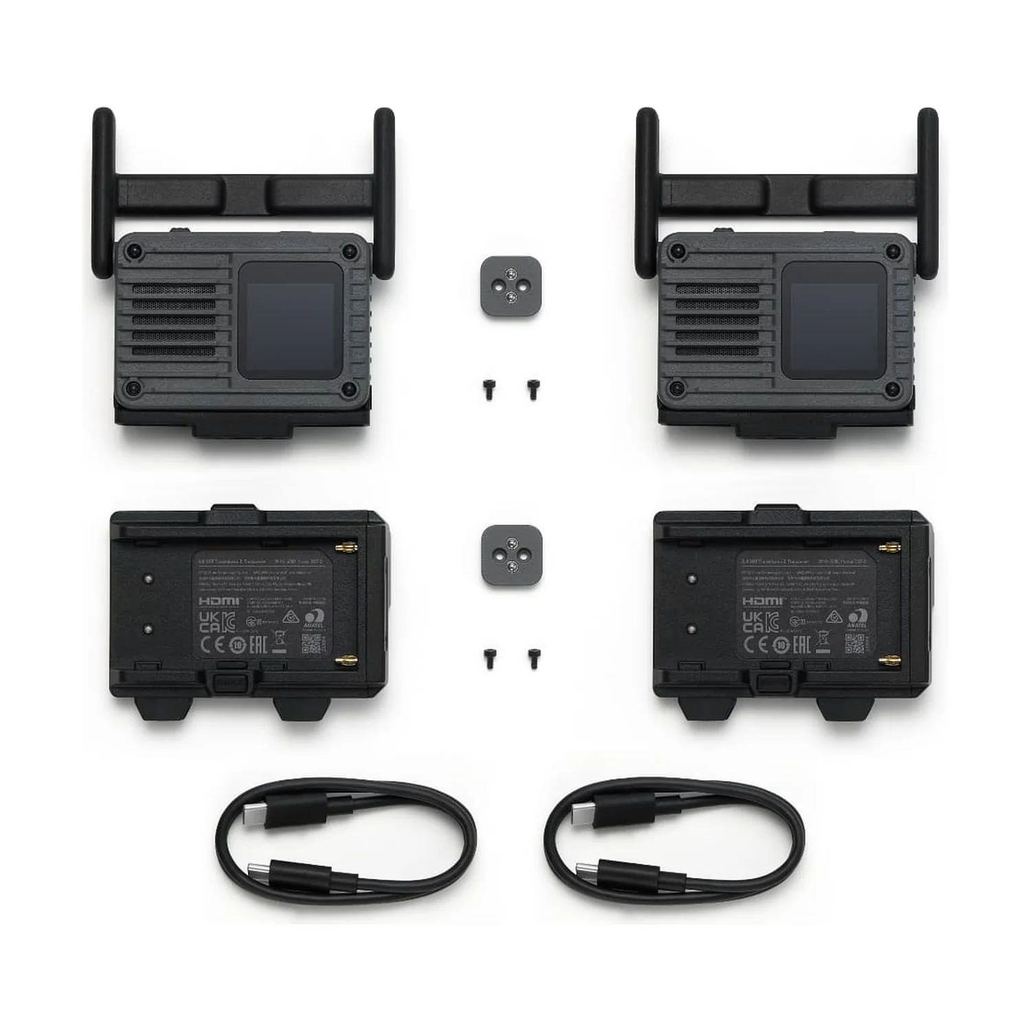DJI SDR Transmission 2 Combo In The Box Two Transceivers NP-F Battery Adapters Cold Shoe Adapters USB-C Cables DJI SDR Transmission 2 Combo In The Box Two Transceivers NP-F Battery Adapters Cold Shoe Adapters USB-C Cables