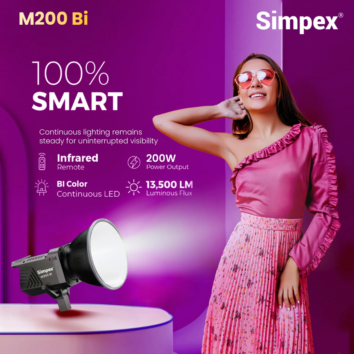 Simpex M-200Bi 200W Bi-Color Continuous LED Light Online Buy in India 2 Simpex M-200Bi 200W Bi-Color Continuous LED Light Online Buy in India 2