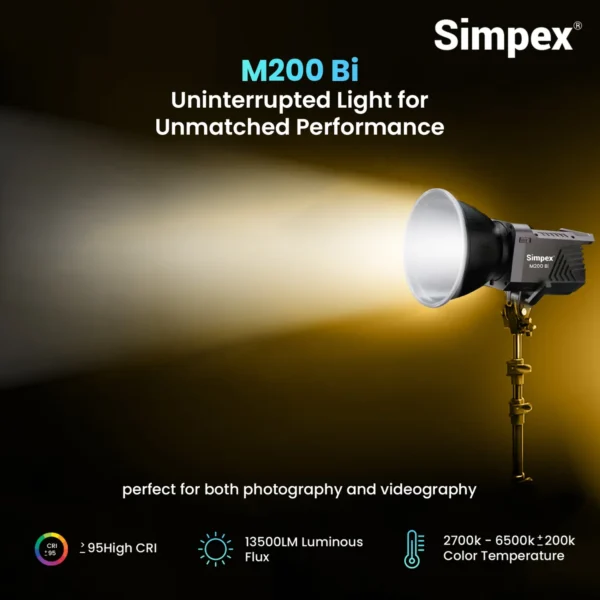 Simpex M-200Bi 200W Bi-Color Continuous LED Light Online Buy in India 4 Simpex M-200Bi 200W Bi-Color Continuous LED Light Online Buy in India 4